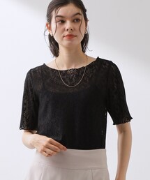 THE SHOP TK  | 繊細で上品な レース5分袖トップス(Tシャツ/カットソー)
