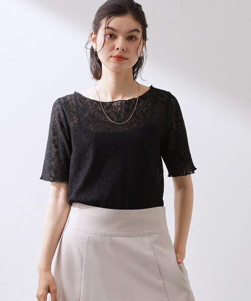 THE SHOP TK (ザ ショップ ティーケー )の「繊細で上品な レース5分袖トップス(Tシャツ/カットソー・レディース・アイボリー/ブラック・12/13)」の3枚目の写真