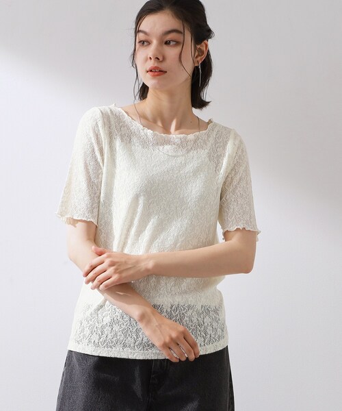 THE SHOP TK (ザ ショップ ティーケー )の「繊細で上品な レース5分袖トップス(Tシャツ/カットソー・レディース・アイボリー/ブラック・12/13)」の11枚目の写真