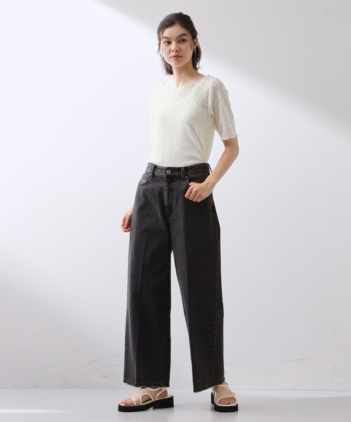 THE SHOP TK (ザ ショップ ティーケー )の「繊細で上品な レース5分袖トップス(Tシャツ/カットソー・レディース・アイボリー/ブラック・12/13)」の12枚目の写真