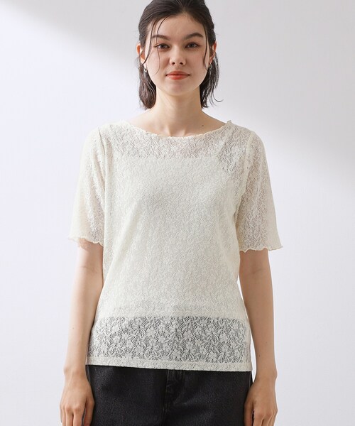 THE SHOP TK (ザ ショップ ティーケー )の「繊細で上品な レース5分袖トップス(Tシャツ/カットソー・レディース・アイボリー/ブラック・12/13)」の14枚目の写真