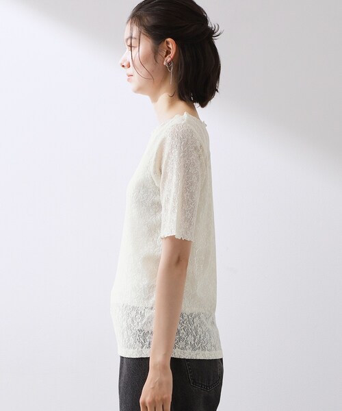 THE SHOP TK (ザ ショップ ティーケー )の「繊細で上品な レース5分袖トップス(Tシャツ/カットソー・レディース・アイボリー/ブラック・12/13)」の15枚目の写真