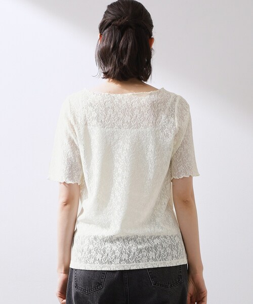 THE SHOP TK (ザ ショップ ティーケー )の「繊細で上品な レース5分袖トップス(Tシャツ/カットソー・レディース・アイボリー/ブラック・12/13)」の16枚目の写真