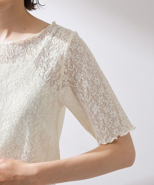 THE SHOP TK (ザ ショップ ティーケー )の「繊細で上品な レース5分袖トップス(Tシャツ/カットソー・レディース・アイボリー/ブラック・12/13)」の9枚目の写真