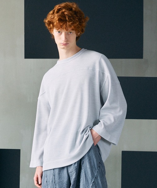 MAISON SPECIAL(メゾンスペシャル)の「《UNISEX》Dry Waffle Prime-Over Football T-shirt/ドライワッフルプライムオーバーフットボールTシャツ【MAISON SPECIAL/メゾンスペシャル】(Tシャツ/カットソー・メンズ・ブラック/チャコールグレー/ライトグレー・0/2/1)」の3枚目の写真