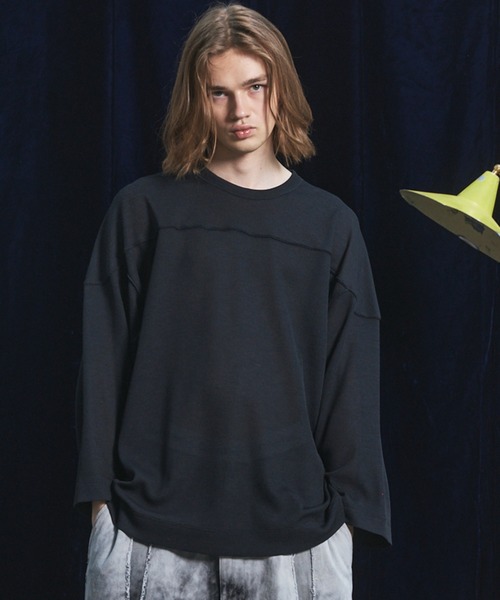 MAISON SPECIAL(メゾンスペシャル)の「《UNISEX》Dry Waffle Prime-Over Football T-shirt/ドライワッフルプライムオーバーフットボールTシャツ【MAISON SPECIAL/メゾンスペシャル】(Tシャツ/カットソー・メンズ・ブラック/チャコールグレー/ライトグレー・0/2/1)」の1枚目の写真