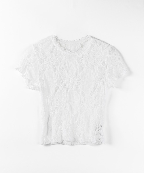 me+em select(ミームセレクト)の「【 2color 】ストレッチレースショートメローTシャツ / stretch lace short mellow T-shirts※※(その他トップス・レディース・ホワイト/ブラック・FREE)」の18枚目の写真