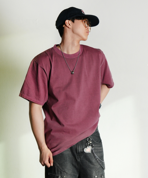 THE MILE(ザマイル)の「15番手ピグメントエッセンシャルクルーネック_PIGMENT RED(Tシャツ/カットソー・メンズ・その他・SMALL/MEDIUM/LARGE/X-LARGE/X-SMALL)」の1枚目の写真