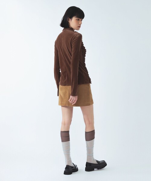 Ray BEAMS(レイビームス)の「フロッキー チュール フリル シャツ(Tシャツ/カットソー・レディース・ライトグレー/ダークブラウン・ONE SIZE)」の10枚目の写真