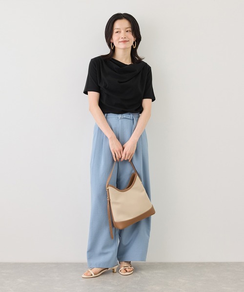 ROPE' PICNIC(ロペピクニック)の「ハーフスリーブドレープカットトップス(Tシャツ/カットソー・レディース・ホワイト/ブラック/サックスブルー/クリーム・FREE)」の5枚目の写真