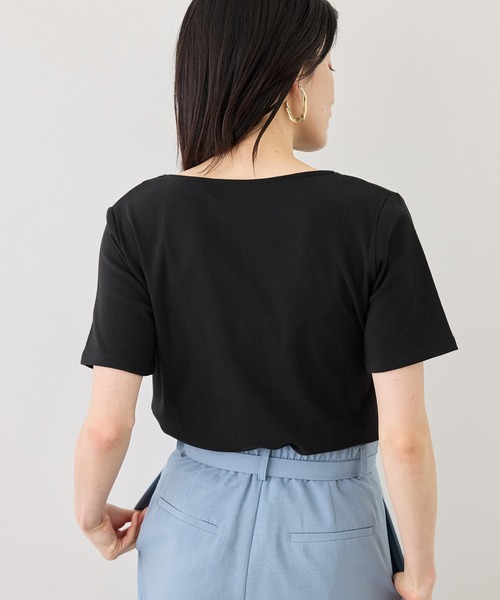 ROPE' PICNIC(ロペピクニック)の「ハーフスリーブドレープカットトップス(Tシャツ/カットソー・レディース・ホワイト/ブラック/サックスブルー/クリーム・FREE)」の7枚目の写真