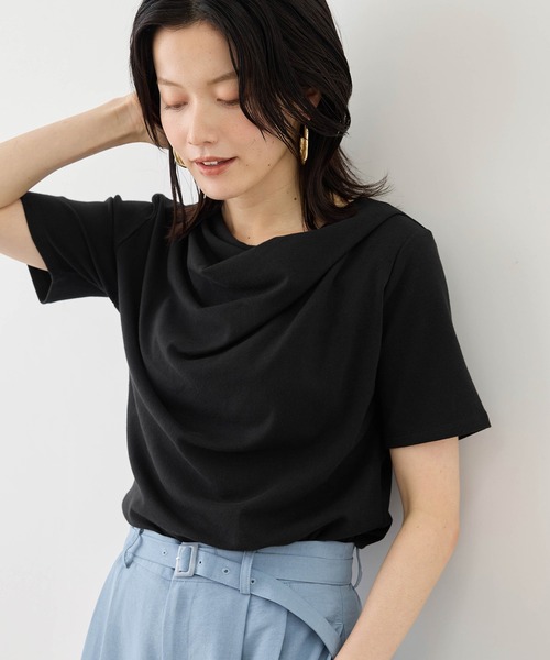 ROPE' PICNIC(ロペピクニック)の「ハーフスリーブドレープカットトップス(Tシャツ/カットソー・レディース・ホワイト/ブラック/サックスブルー/クリーム・FREE)」の8枚目の写真