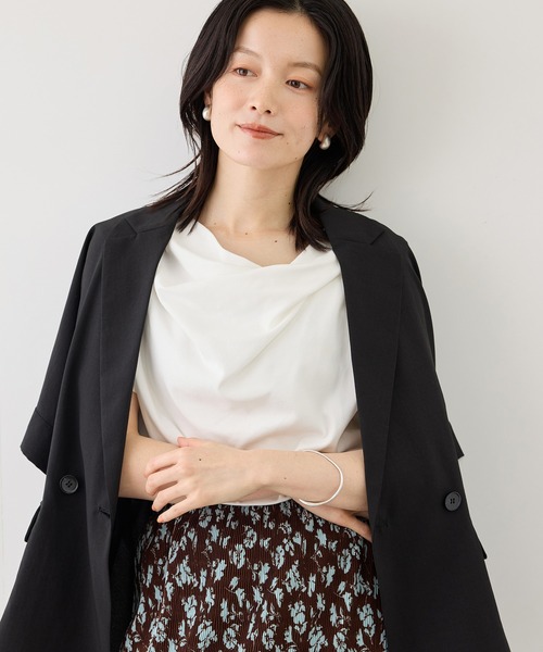 ROPE' PICNIC(ロペピクニック)の「ハーフスリーブドレープカットトップス(Tシャツ/カットソー・レディース・ホワイト/ブラック/サックスブルー/クリーム・FREE)」の12枚目の写真