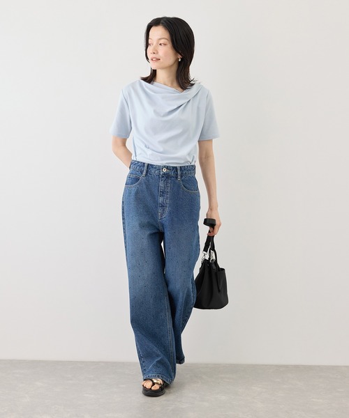 ROPE' PICNIC(ロペピクニック)の「ハーフスリーブドレープカットトップス(Tシャツ/カットソー・レディース・ホワイト/ブラック/サックスブルー/クリーム・FREE)」の14枚目の写真