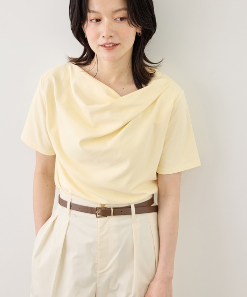 ROPE' PICNIC(ロペピクニック)の「ハーフスリーブドレープカットトップス(Tシャツ/カットソー・レディース・ホワイト/ブラック/サックスブルー/クリーム・FREE)」の17枚目の写真