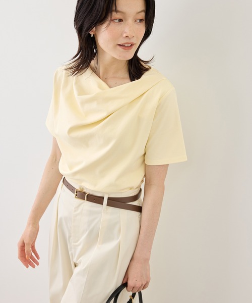 ROPE' PICNIC(ロペピクニック)の「ハーフスリーブドレープカットトップス(Tシャツ/カットソー・レディース・ホワイト/ブラック/サックスブルー/クリーム・FREE)」の18枚目の写真