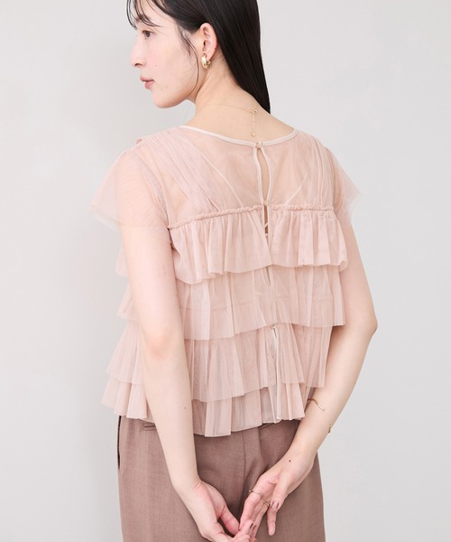 VIS（ビス）の「チュールティアード シアー フリル プルオーバー / 前後2WAY（Tシャツ/カットソー・レディース・キナリ/ピンク/ブラウン・FREE）」の21枚目の写真