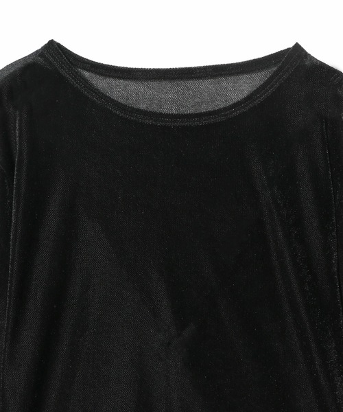 ESTNATION（エストネーション）の「ESTNATION / メッシュベロアロングTシャツ（Tシャツ/カットソー・レディース・グレイッシュベージュ/ブラック・FREE）」の5枚目の写真