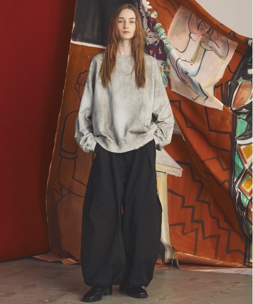 MAISON SPECIAL（メゾンスペシャル）の「《UNISEX》Destroy Damage Prime-Over Crewneck sweatshirt/デストロイダメージプライムオーバークルーネックスウェット【MAISON SPECIAL/メゾンスペシャル】■セットアップ対応■（スウェット・メンズ・ブラック/グリーン/グレー/レッド・0/2/1）」の15枚目の写真