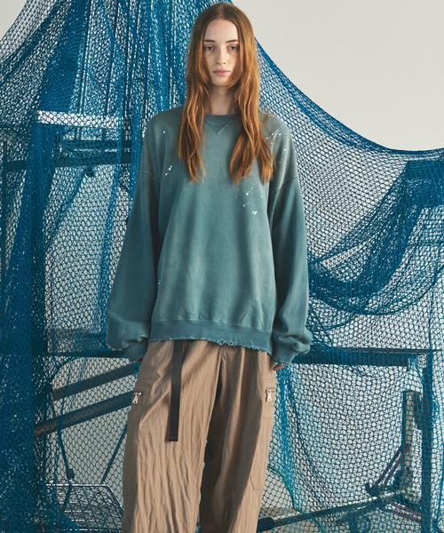 MAISON SPECIAL（メゾンスペシャル）の「《UNISEX》Destroy Damage Prime-Over Crewneck sweatshirt/デストロイダメージプライムオーバークルーネックスウェット【MAISON SPECIAL/メゾンスペシャル】■セットアップ対応■（スウェット・メンズ・ブラック/グリーン/グレー/レッド・0/2/1）」の19枚目の写真