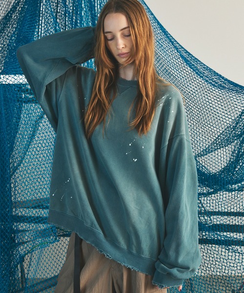 MAISON SPECIAL（メゾンスペシャル）の「《UNISEX》Destroy Damage Prime-Over Crewneck sweatshirt/デストロイダメージプライムオーバークルーネックスウェット【MAISON SPECIAL/メゾンスペシャル】■セットアップ対応■（スウェット・メンズ・ブラック/グリーン/グレー/レッド・0/2/1）」の22枚目の写真