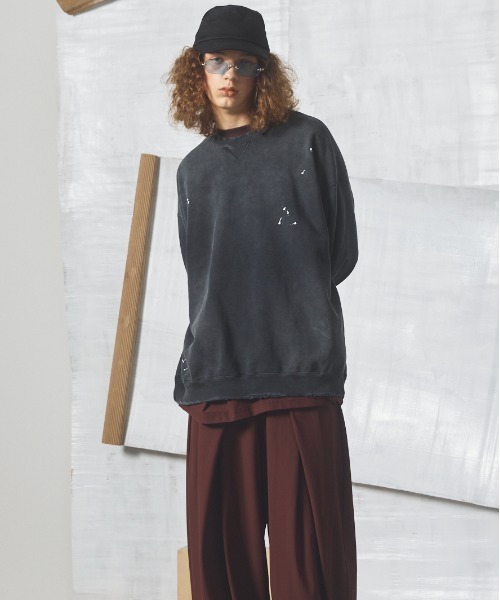 MAISON SPECIAL（メゾンスペシャル）の「《UNISEX》Destroy Damage Prime-Over Crewneck sweatshirt/デストロイダメージプライムオーバークルーネックスウェット【MAISON SPECIAL/メゾンスペシャル】■セットアップ対応■（スウェット・メンズ・ブラック/グリーン/グレー/レッド・0/2/1）」の16枚目の写真