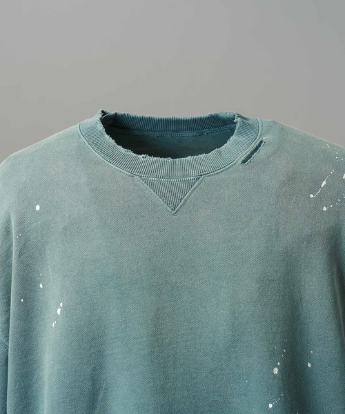 MAISON SPECIAL（メゾンスペシャル）の「《UNISEX》Destroy Damage Prime-Over Crewneck sweatshirt/デストロイダメージプライムオーバークルーネックスウェット【MAISON SPECIAL/メゾンスペシャル】■セットアップ対応■（スウェット・メンズ・ブラック/グリーン/グレー/レッド・0/2/1）」の9枚目の写真