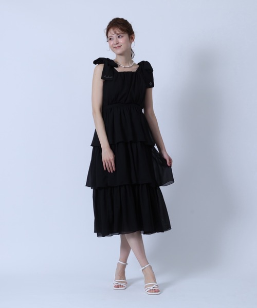 MARY QUANT(マリークワント)の「リボンティアードキャミ ドレス(ワンピース・レディース・ブルー/ブラック・M)」の9枚目の写真