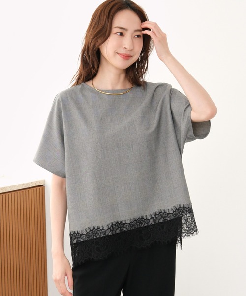 Elura（エルーラ）の「映えラクレースプルオーバー/1068030（Tシャツ/カットソー・レディース・ストライプ/チェック/ネイビー・FREE）」の3枚目の写真