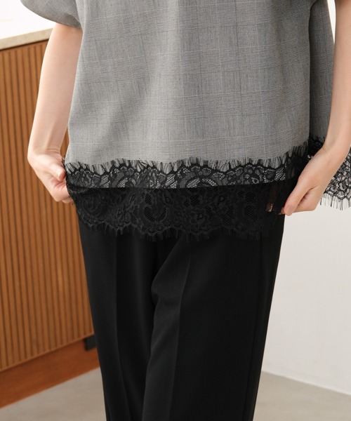 Elura（エルーラ）の「映えラクレースプルオーバー/1068030（Tシャツ/カットソー・レディース・ストライプ/チェック/ネイビー・FREE）」の9枚目の写真