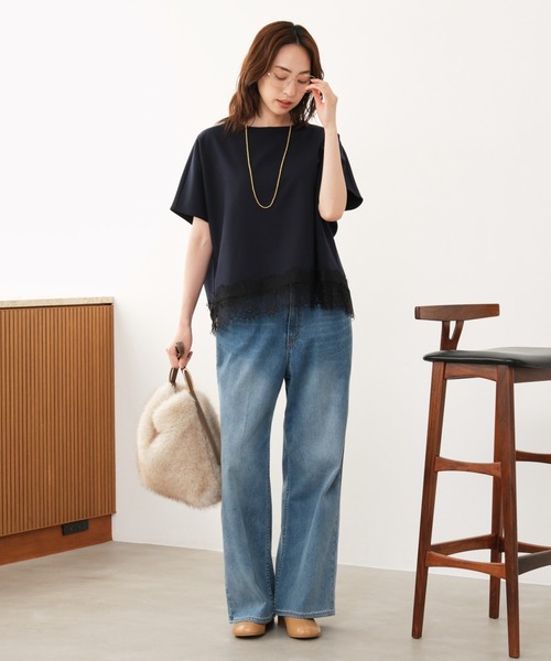 Elura（エルーラ）の「映えラクレースプルオーバー/1068030（Tシャツ/カットソー・レディース・ストライプ/チェック/ネイビー・FREE）」の10枚目の写真