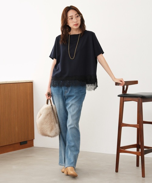 Elura（エルーラ）の「映えラクレースプルオーバー/1068030（Tシャツ/カットソー・レディース・ストライプ/チェック/ネイビー・FREE）」の11枚目の写真