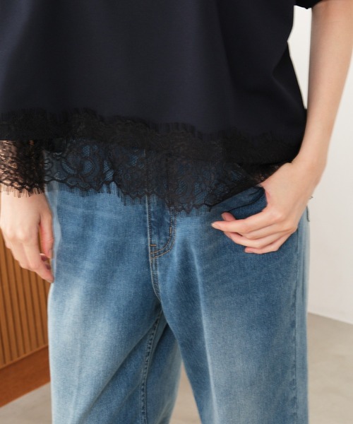 Elura（エルーラ）の「映えラクレースプルオーバー/1068030（Tシャツ/カットソー・レディース・ストライプ/チェック/ネイビー・FREE）」の12枚目の写真