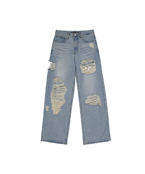 PROJECT WAVE(プロジェクトウェーブ)の「VINTAGE WIDE PANTS-DENIM(デニムパンツ・レディース・ブルー・MEDIUM/LARGE/SMALL)」の1枚目の写真
