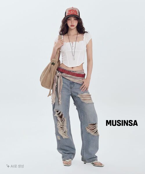 PROJECT WAVE(プロジェクトウェーブ)の「VINTAGE WIDE PANTS-DENIM(デニムパンツ・レディース・ブルー・MEDIUM/LARGE/SMALL)」の12枚目の写真