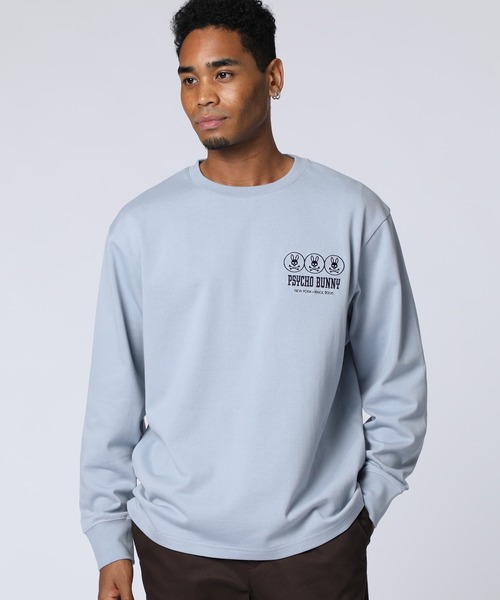 Psycho Bunny(サイコバニー)の「トリプルバッジバニー ロングスリーブTシャツ(Tシャツ/カットソー・メンズ・ブラック/ライトブルー/ライトベージュ・SMALL/MEDIUM/LARGE/X-LARGE)」の1枚目の写真