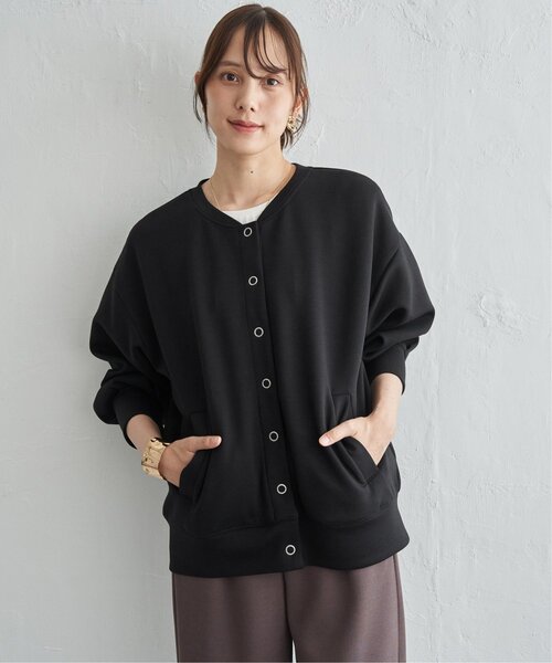 ikka(イッカ)の「GOKU楽 リブダンボールカーディガン【親子コーデ】(カーディガン/ボレロ・レディース・ブラック/ベージュ/オリーブ/モカ・M/L/S)」の12枚目の写真