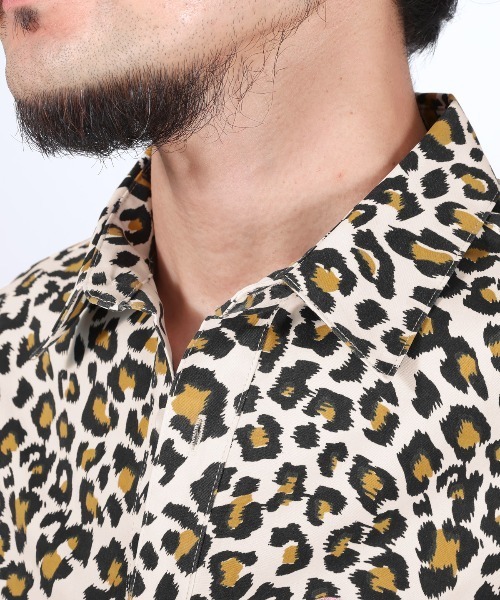 LUXSTYLE(ラグスタイル)の「ヒョウ柄半袖シャツ(シャツ/ブラウス・メンズ・ピンク/アイボリー・L/M)」の5枚目の写真