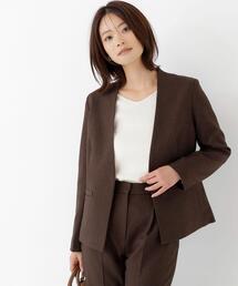 NATURAL BEAUTY BASIC（ナチュラルビューティーベーシック）の「【マシンウォッシャブル】ウーステッドライク SETUPノーカラージャケット（ノーカラージャケット）」