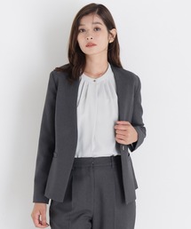 NATURAL BEAUTY BASIC | 【マシンウォッシャブル】ウーステッドライク SETUPノーカラージャケット(ノーカラージャケット)