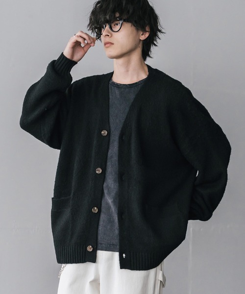 Rocky Monroe(ロッキーモンロー)の「新色追加 オーバーサイズモヘアタッチシャギーニットカーディガン(カーディガン/ボレロ・メンズ・ブルー/チャコール/ブラック/マスタード/ネイビー/アイボリー/ワイン/ブルーグリーン・L/XL/M)」の1枚目の写真