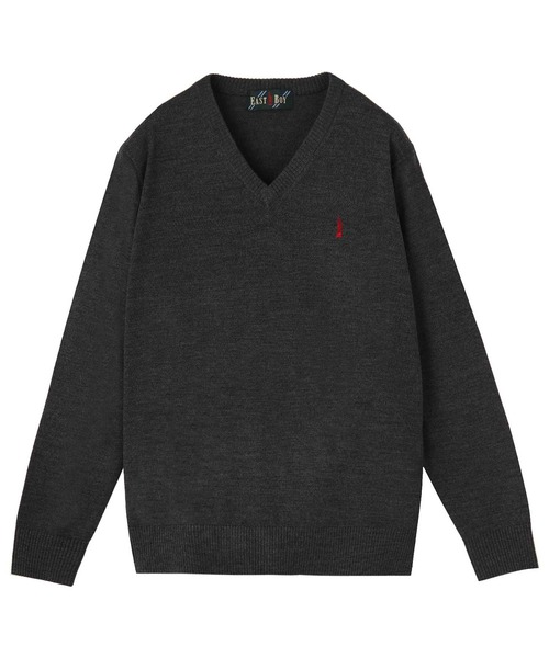 EASTBOY(イーストボーイ)の「セーター ウール混 12G 制服 スクールニット 中学生 高校生(ニット/セーター・キッズ・チャコール/ネイビー/ブラック・11号/9号)」の3枚目の写真
