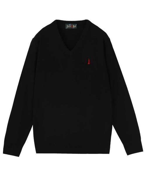 EASTBOY(イーストボーイ)の「セーター ウール混 12G 制服 スクールニット 中学生 高校生(ニット/セーター・キッズ・チャコール/ネイビー/ブラック・11号/9号)」の2枚目の写真