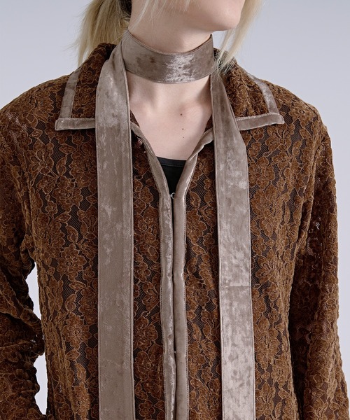 Ellno Loset(エルノロゼット)の「【SEME】velours flower lace gown shirt(シャツ/ブラウス・メンズ・ブラック/ネイビー/ブラウン・MEDIUM/SMALL/LARGE)」の17枚目の写真
