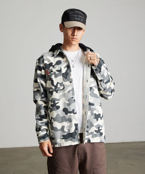 HUF(ハフ)の「OLYMPIA CAMO HOODED OVERSHIRT(シャツ/ブラウス・メンズ・カモフラージュ・XXL/XL/L/M/S)」の11枚目の写真