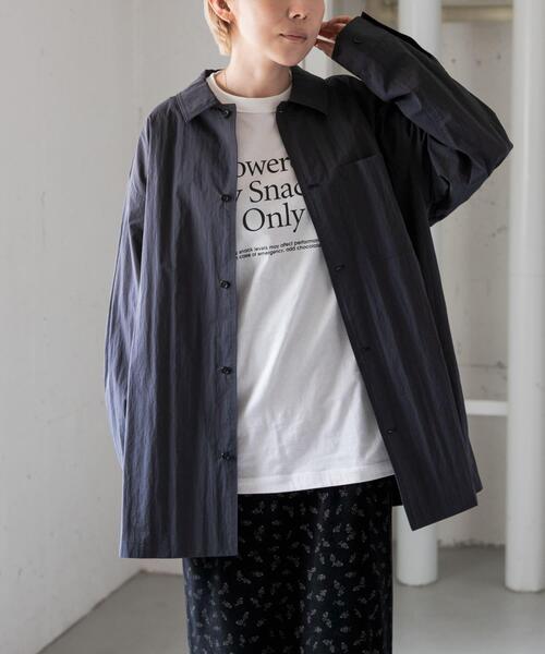 FORK&SPOON（フォークアンドスプーン）の「FORK&SPOON　コットンナイロンシャツジャケット（シャツ/ブラウス・レディース・アイボリー/ブラウン/チャコールグレー・1）」の3枚目の写真
