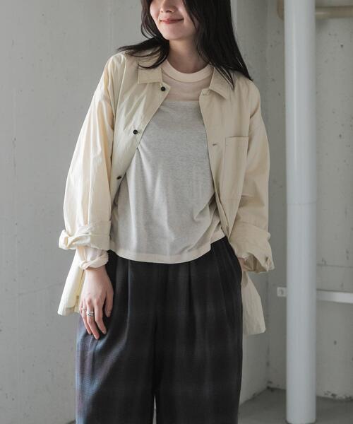 FORK&SPOON（フォークアンドスプーン）の「FORK&SPOON　コットンナイロンシャツジャケット（シャツ/ブラウス・レディース・アイボリー/ブラウン/チャコールグレー・1）」の8枚目の写真