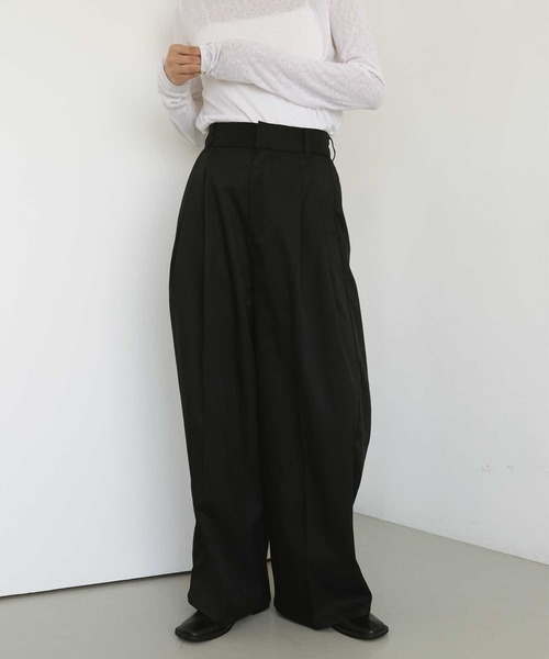 hellam(へラム)の「TRツイル2タックワイドパンツ(スラックス・レディース・ブラウン/チャコール/ブラック/ベージュ・FREE)」の7枚目の写真
