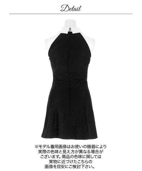 DAZZY（デイジー）の「ラメリボンブローチアメスリAラインミニ丈キャバドレス（ドレス・レディース・ブラック/ピンク・L/M/S）」の19枚目の写真