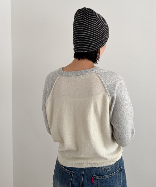 CANAL JEAN(キャナルジーン)の「El mar ボーダーリブニットビーニー(ニットキャップ/ビーニー・レディース・ベージュ/ブラック/チャコールグレー・ONE SIZE)」の7枚目の写真